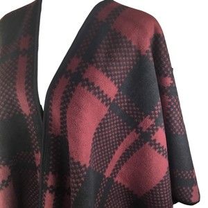 Striped Plaid open poncho One Size Open Wrap very warm!